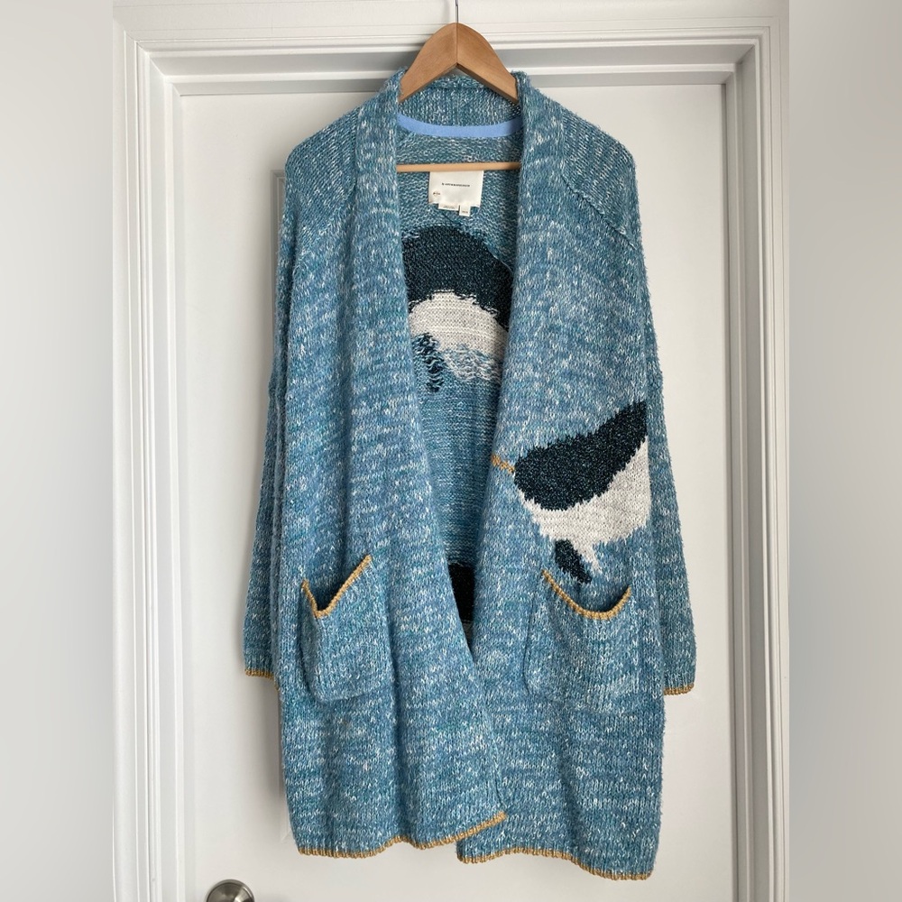 Anthropologie Narwhal Whale Icon Cardigan Sweater (Size XS/S) - NWT - Picture 5 of 10